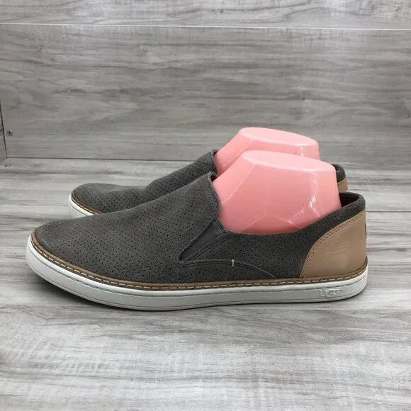 Ugg Shoes Womens 9.5 Adley Gray Suede Slip On Sneakers - Picture 2 of 11